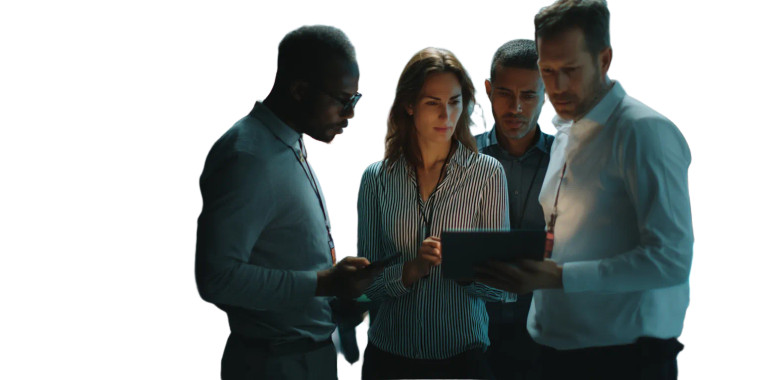 Business Team Reviewing Vinyl Car Decal Sticker – Waterproof & UV-Resistant 8"