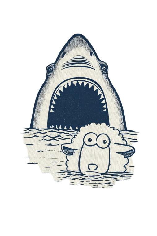 Shark And Sheep Vinyl Car Decal Sticker – Waterproof & UV-Resistant 8"