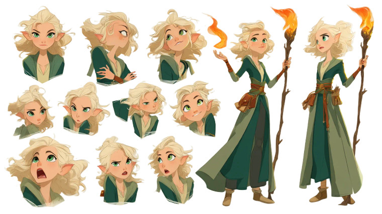 Elven Druid Character Vinyl Car Decal Sticker – Waterproof & UV-Resistant 8"