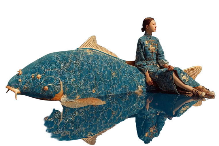 Dreamy Carp Scene Vinyl Car Decal Sticker – Waterproof & UV-Resistant 8"