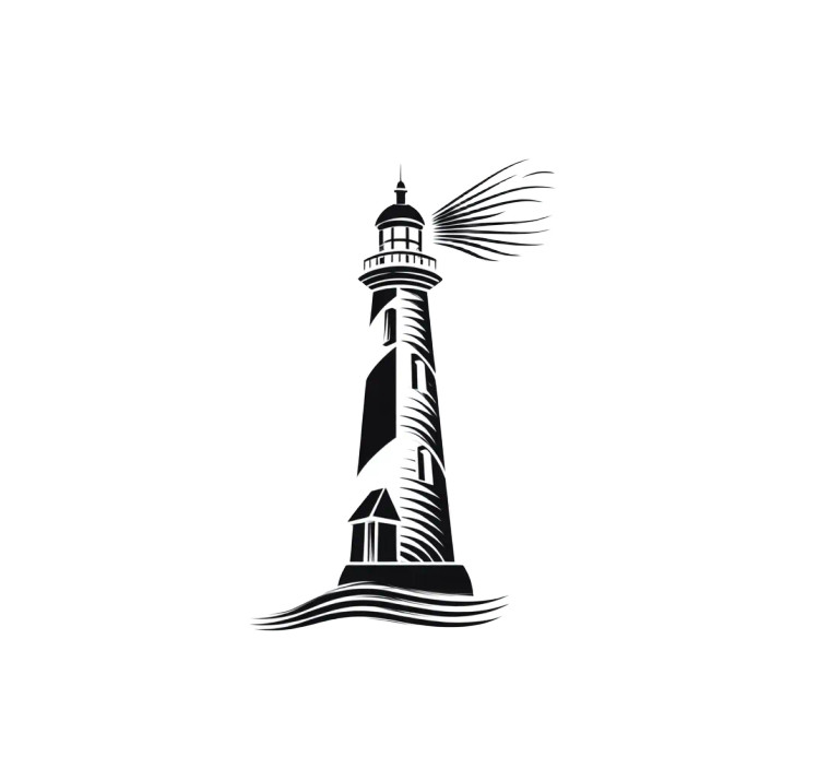 Lighthouse Logo Vinyl Car Decal Sticker – Waterproof & UV-Resistant 8"