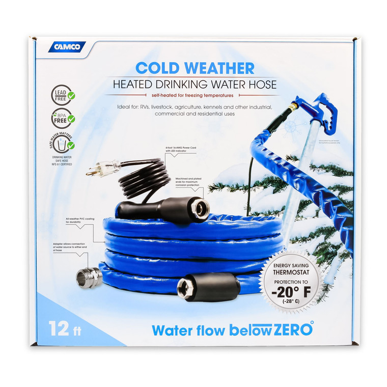 TastePURE Heated Fresh Water Hose | 5/8 Inch 12 Foot Length | Self Regulating Heat Source | Ideal for Freeze Protection