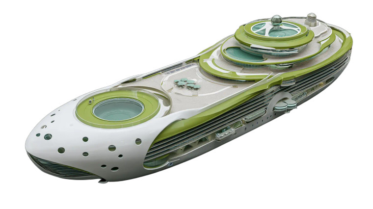 Futuristic Cruise Ship Vinyl Car Decal Sticker – Waterproof & UV-Resistant 8"