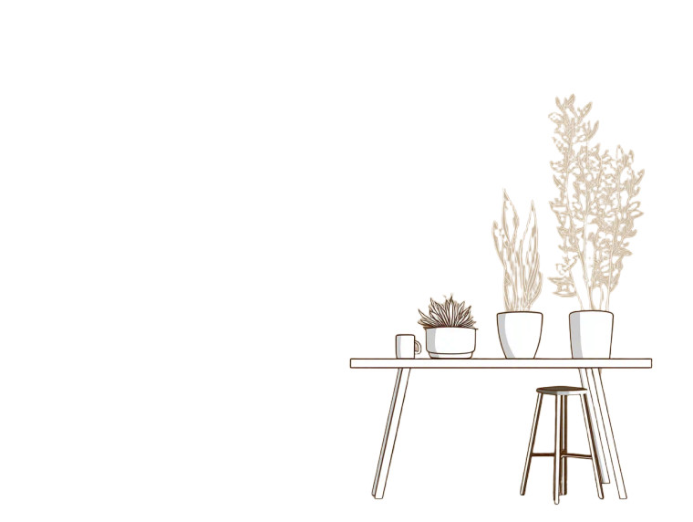 Minimalist Table Plants Vinyl Car Decal Sticker – Waterproof & UV-Resistant 8"