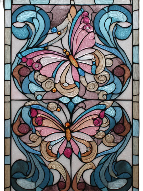 Stained Glass Butterflies Vinyl Car Decal Sticker – Waterproof & UV-Resistant 8"