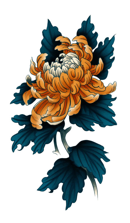 Chrysanthemum Tattoo Design Vinyl Car Decal Sticker – Waterproof & UV-Resistant 8"