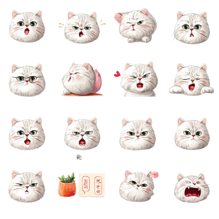 Cute Cat Emojis Vinyl Car Decal Sticker – Waterproof & UV-Resistant 8"