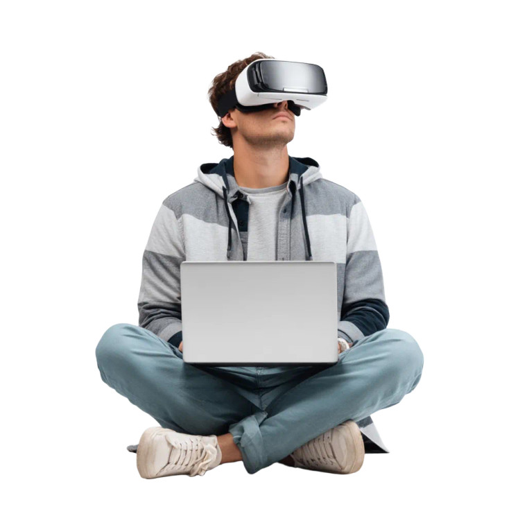 Young Man With Vr Vinyl Car Decal Sticker – Waterproof & UV-Resistant 8"