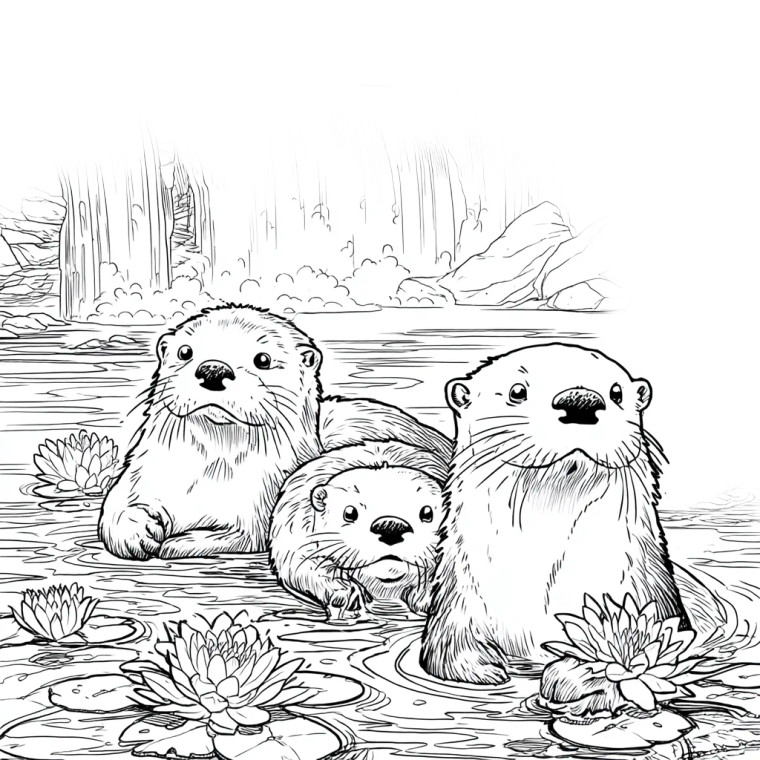 Otter Family Fun V2 Vinyl Car Decal Sticker – Waterproof & UV-Resistant 8"