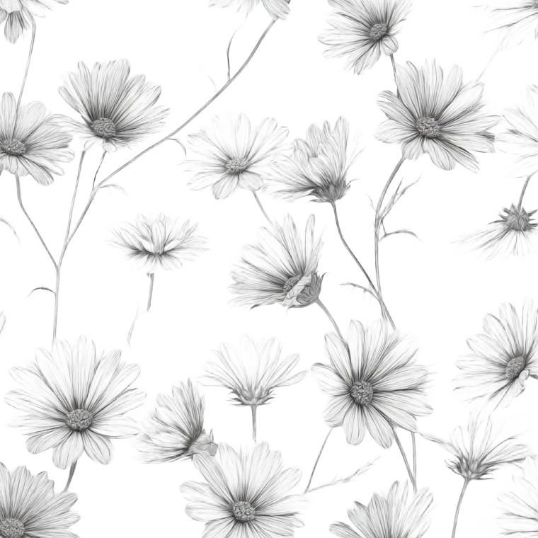 Daisy Floral Sketch Vinyl Car Decal Sticker – Waterproof & UV-Resistant 8"
