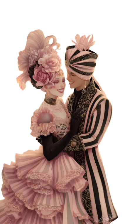 Masquerade Ball Couple Vinyl Car Decal Sticker – Waterproof & UV-Resistant 8"