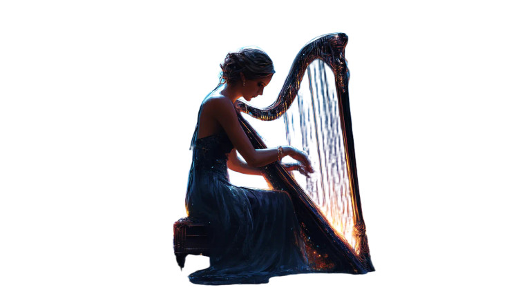 Celestial Harpist Vinyl Car Decal Sticker – Waterproof & UV-Resistant 8"