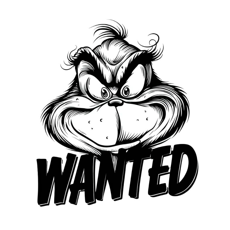 The Grinch Wanted Vinyl Car Decal Sticker – Waterproof & UV-Resistant 8"