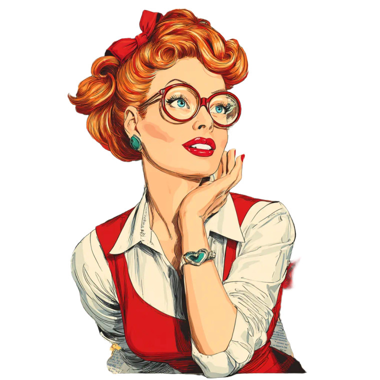 Vintage Red-Haired Woman Vinyl Car Decal Sticker – Waterproof & UV-Resistant 8"