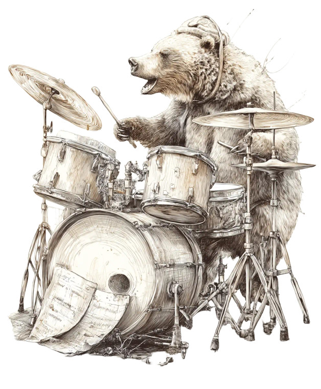 Bear Playing Drums Vinyl Car Decal Sticker – Waterproof & UV-Resistant 8" Bear Playing Drums Vinyl Car Decal Sticker – Waterproof & UV-Resistant 8"