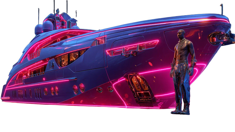 Futuristic Yacht Man Vinyl Car Decal Sticker – Waterproof & UV-Resistant 8"