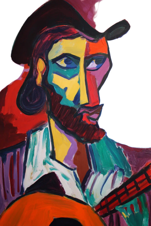 Picasso Guitar Portrait Vinyl Car Decal Sticker – Waterproof & UV-Resistant 8"