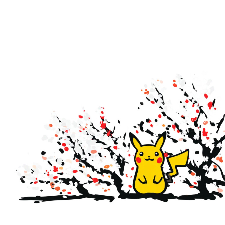 Cartoon Pikachu Cherry Blossoms Vinyl Car Decal Sticker – Waterproof & UV-Resistant 8"