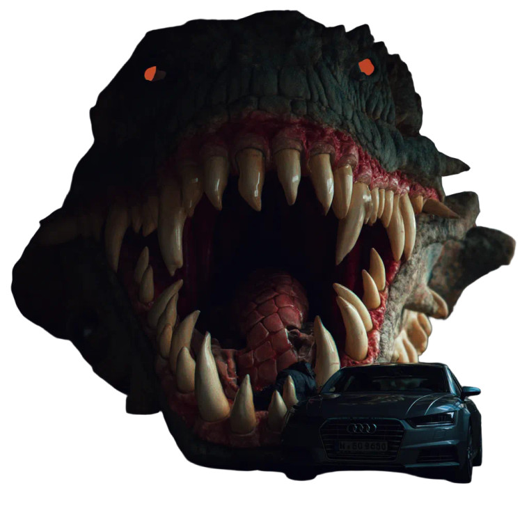 Monster Eating Car Vinyl Car Decal Sticker – Waterproof & UV-Resistant 8"