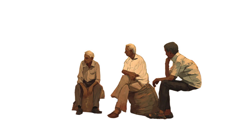 Elderly Men At Dusk Vinyl Car Decal Sticker – Waterproof & UV-Resistant 8"