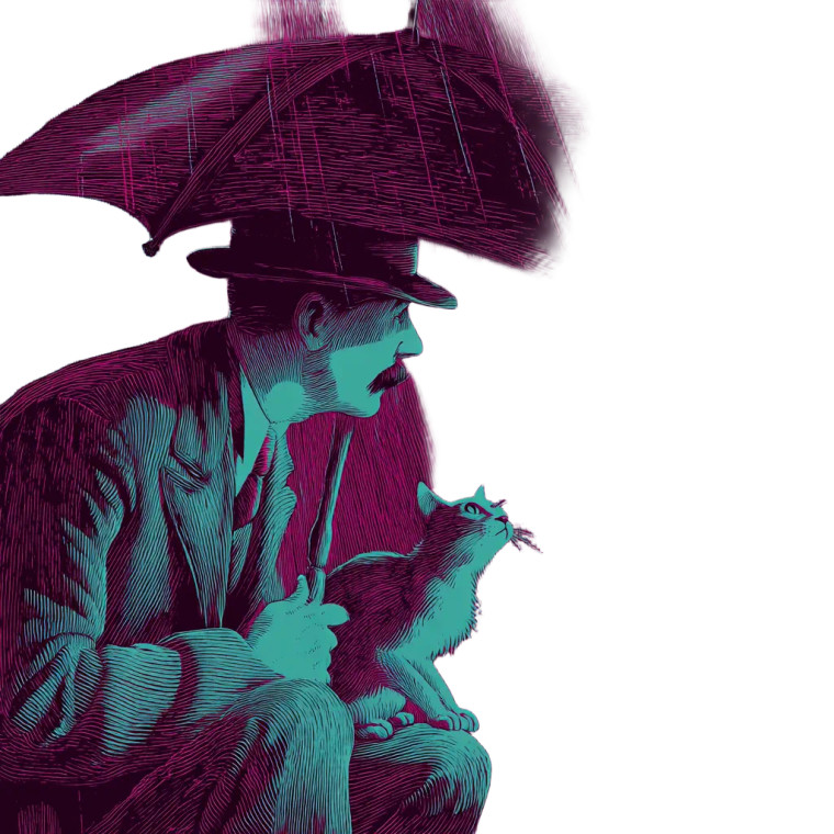 Man With Cat Vinyl Car Decal Sticker – Waterproof & UV-Resistant 8"