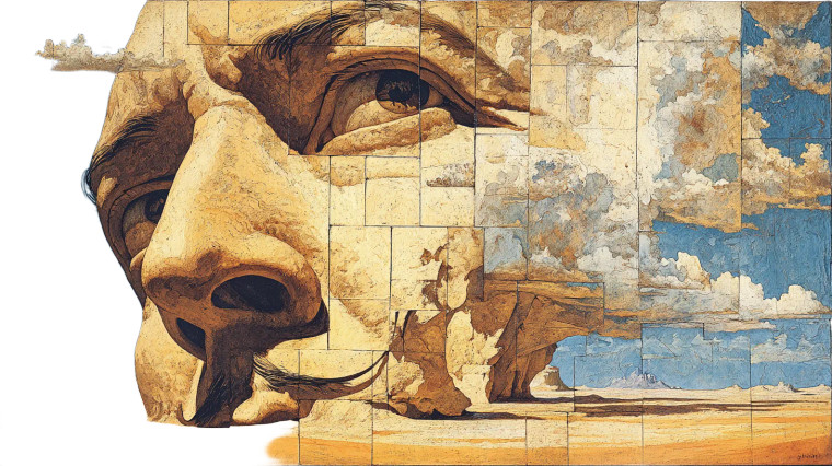 Surreal Desert Face Vinyl Car Decal Sticker – Waterproof & UV-Resistant 8"