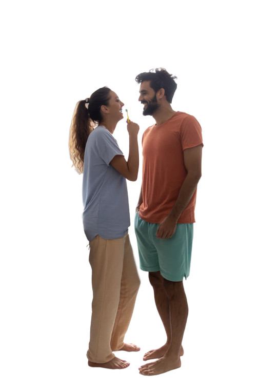 Happy Brushing Couple Vinyl Car Decal Sticker – Waterproof & UV-Resistant 8"