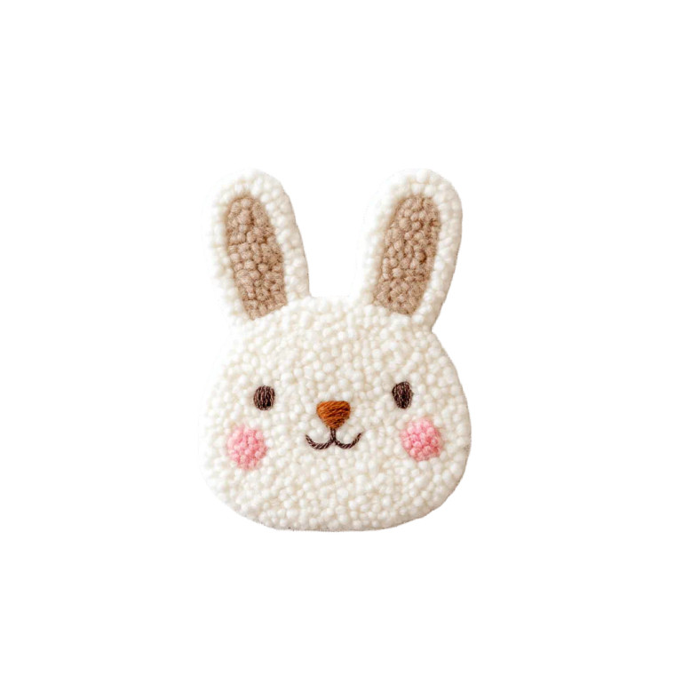 Cute Bunny Embroidery Vinyl Car Decal Sticker – Waterproof & UV-Resistant 8"