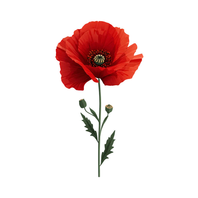 Poppy Flower Icon Vinyl Car Decal Sticker – Waterproof & UV-Resistant 8"