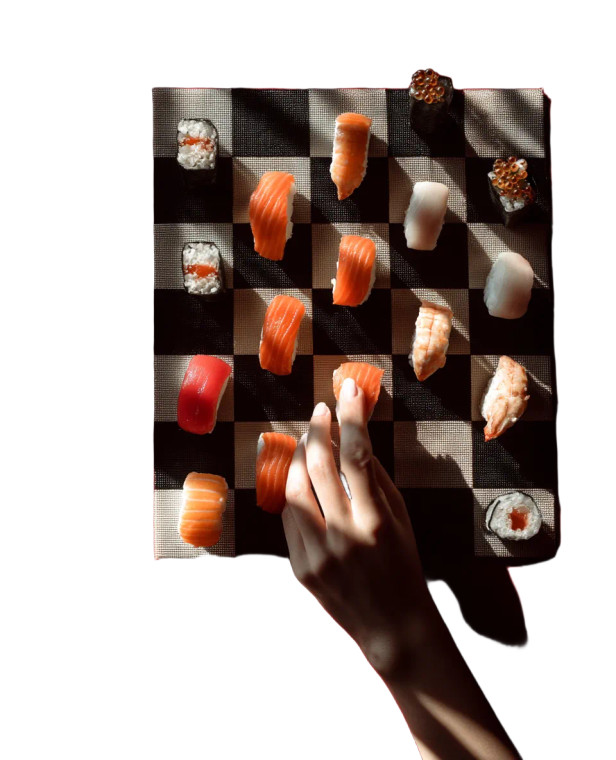 Sushi Chessboard Vinyl Car Decal Sticker – Waterproof & UV-Resistant 8"