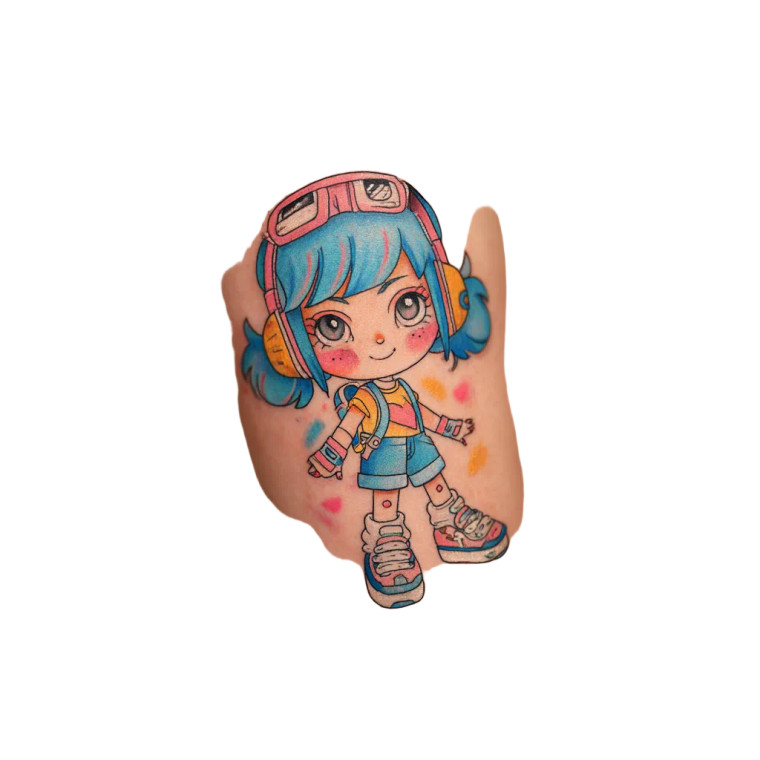 Chibi Kawaii Tattoo Vinyl Car Decal Sticker – Waterproof & UV-Resistant 8"