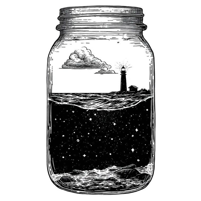 Lighthouse In Jar Vinyl Car Decal Sticker – Waterproof & UV-Resistant 8"