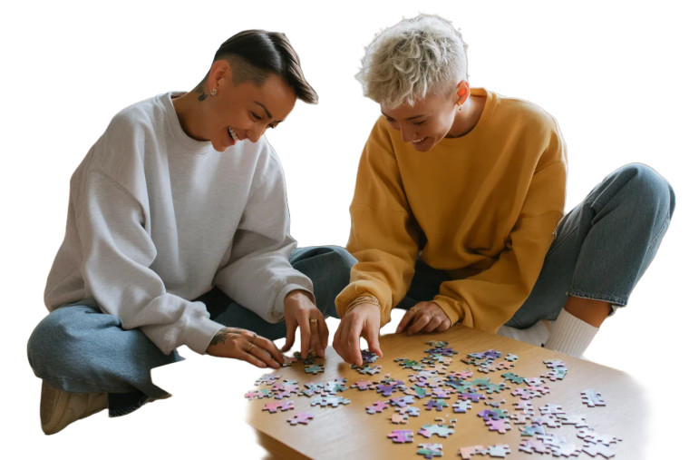 Friends Solving Puzzle Vinyl Car Decal Sticker – Waterproof & UV-Resistant 8"