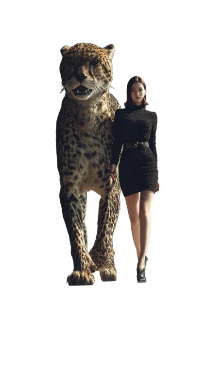 Fashion Model With Cheetah Vinyl Car Decal Sticker – Waterproof & UV-Resistant 8"