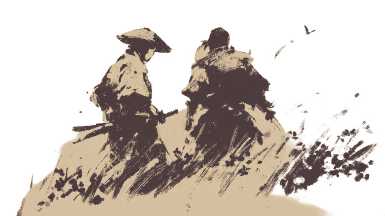 Dueling Samurai Vinyl Car Decal Sticker – Waterproof & UV-Resistant 8"