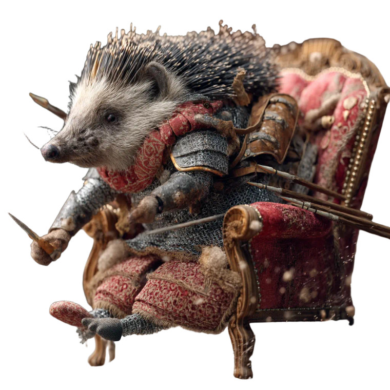 Armored Hedgehog Knight Vinyl Car Decal Sticker – Waterproof & UV-Resistant 8"