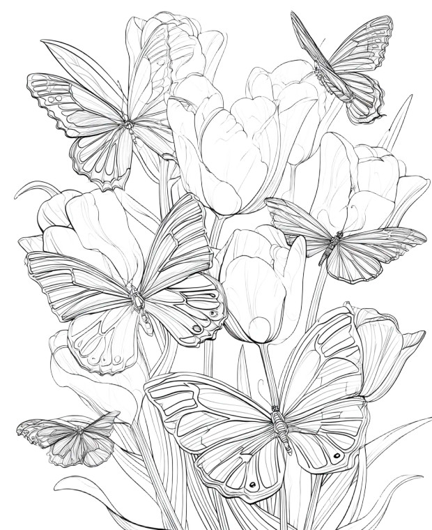 Butterflies And Tulips Vinyl Car Decal Sticker – Waterproof & UV-Resistant 8"