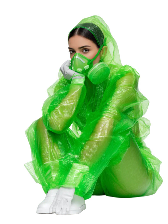 Futuristic Hazmat Fashion Vinyl Car Decal Sticker – Waterproof & UV-Resistant 8"