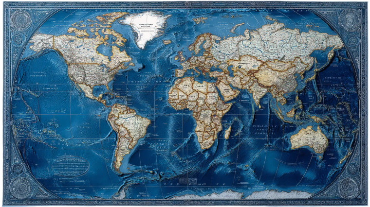 World Map Photograph Vinyl Car Decal Sticker – Waterproof & UV-Resistant 8"