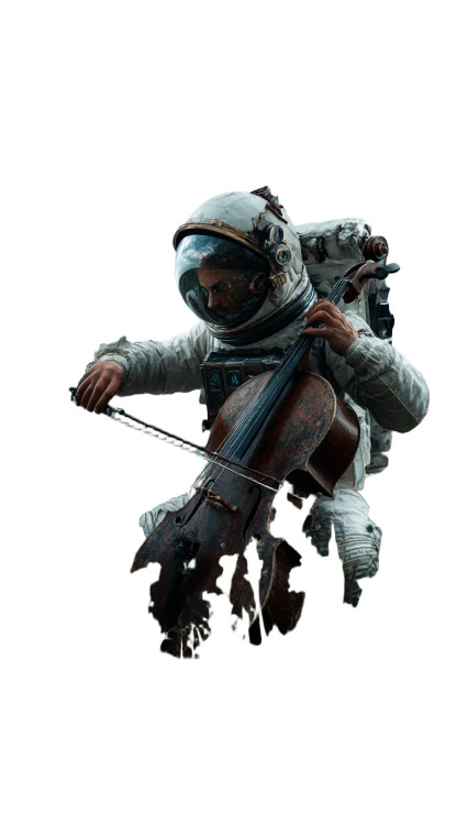 Astronaut Cello Scene Vinyl Car Decal Sticker – Waterproof & UV-Resistant 8"