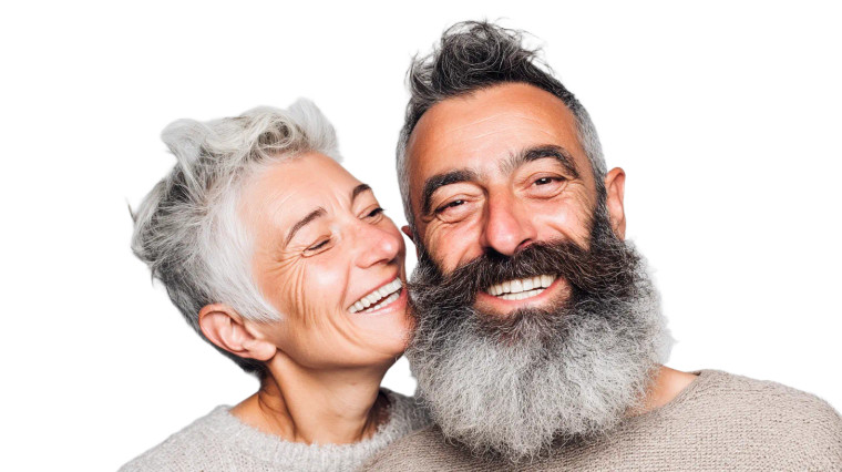 Senior Couple Smiling Vinyl Car Decal Sticker – Waterproof & UV-Resistant 8"