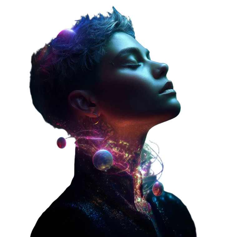 Cosmic Androgynous Portrait Vinyl Car Decal Sticker – Waterproof & UV-Resistant 8"