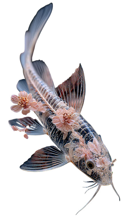 Transparent Floral Fish Vinyl Car Decal Sticker – Waterproof & UV-Resistant 8"