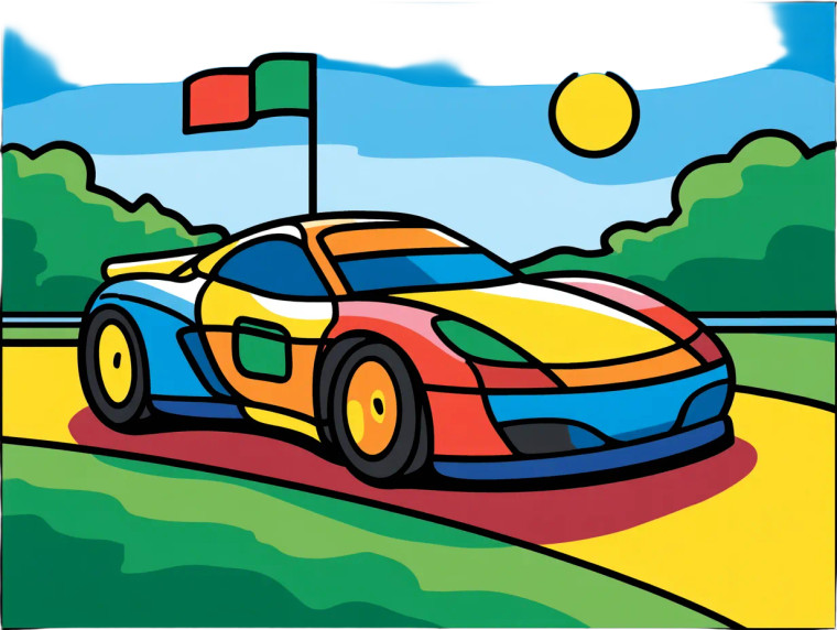 Colorful Race Car Vinyl Car Decal Sticker – Waterproof & UV-Resistant 8"