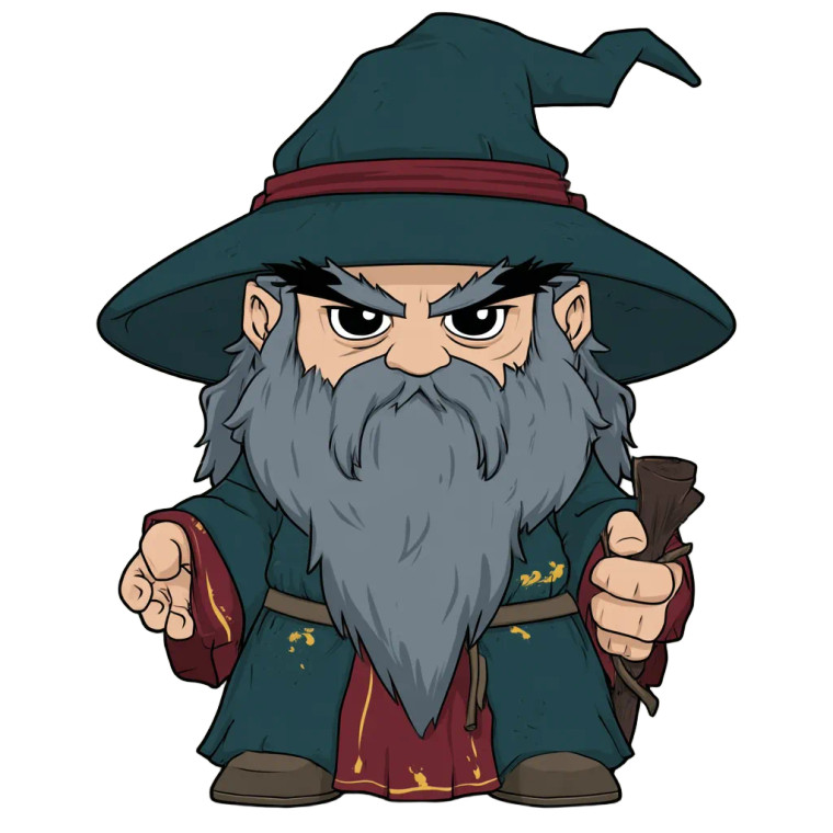 Cartoon Wizard V8 Vinyl Car Decal Sticker – Waterproof & UV-Resistant 8"