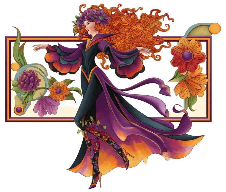 Fantasy Deco Witch Vinyl Car Decal Sticker – Waterproof & UV-Resistant 8"