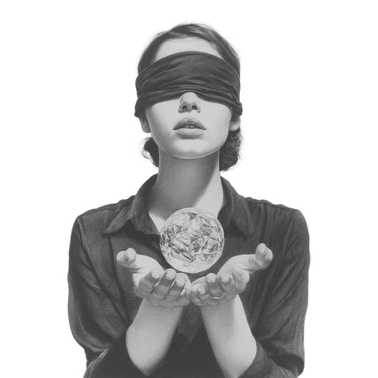 Blindfolded Woman Crystal Vinyl Car Decal Sticker – Waterproof & UV-Resistant 8"