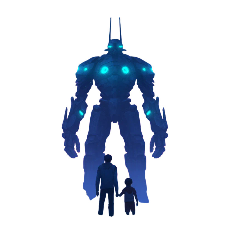 Mecha Warrior Family Vinyl Car Decal Sticker – Waterproof & UV-Resistant 8"