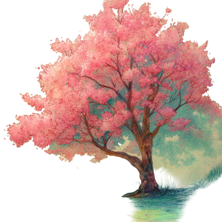 Blossoming Tree Scene Vinyl Car Decal Sticker – Waterproof & UV-Resistant 8"