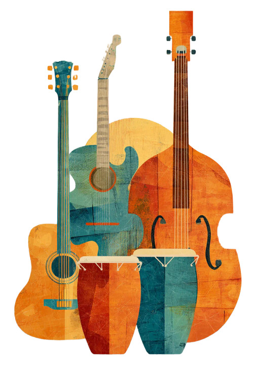 Retro Musical Instruments Vinyl Car Decal Sticker – Waterproof & UV-Resistant 8"